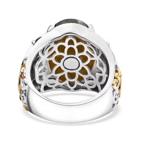 NEW Malagasy Labradorite Solitaire Ring - 14K YG Over Platinum Over Copper - Picture 3 of 3